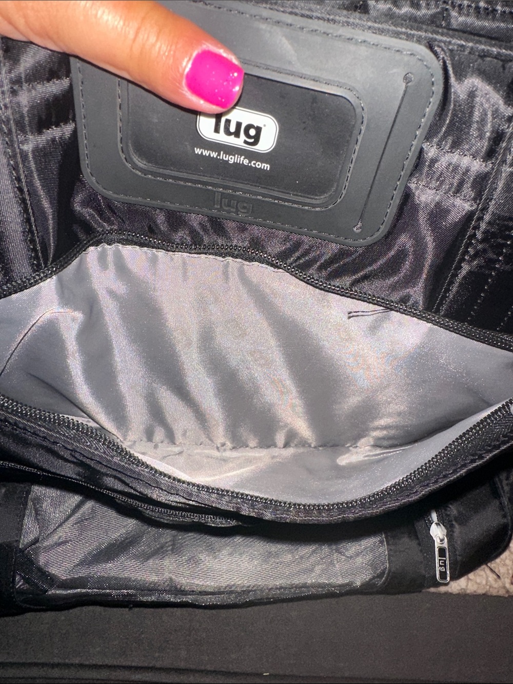 LUG PUDDLEJUMPER- Black Quilted Nylon Shoulder Tote with Multiple Pockets - Picture 4 of 15